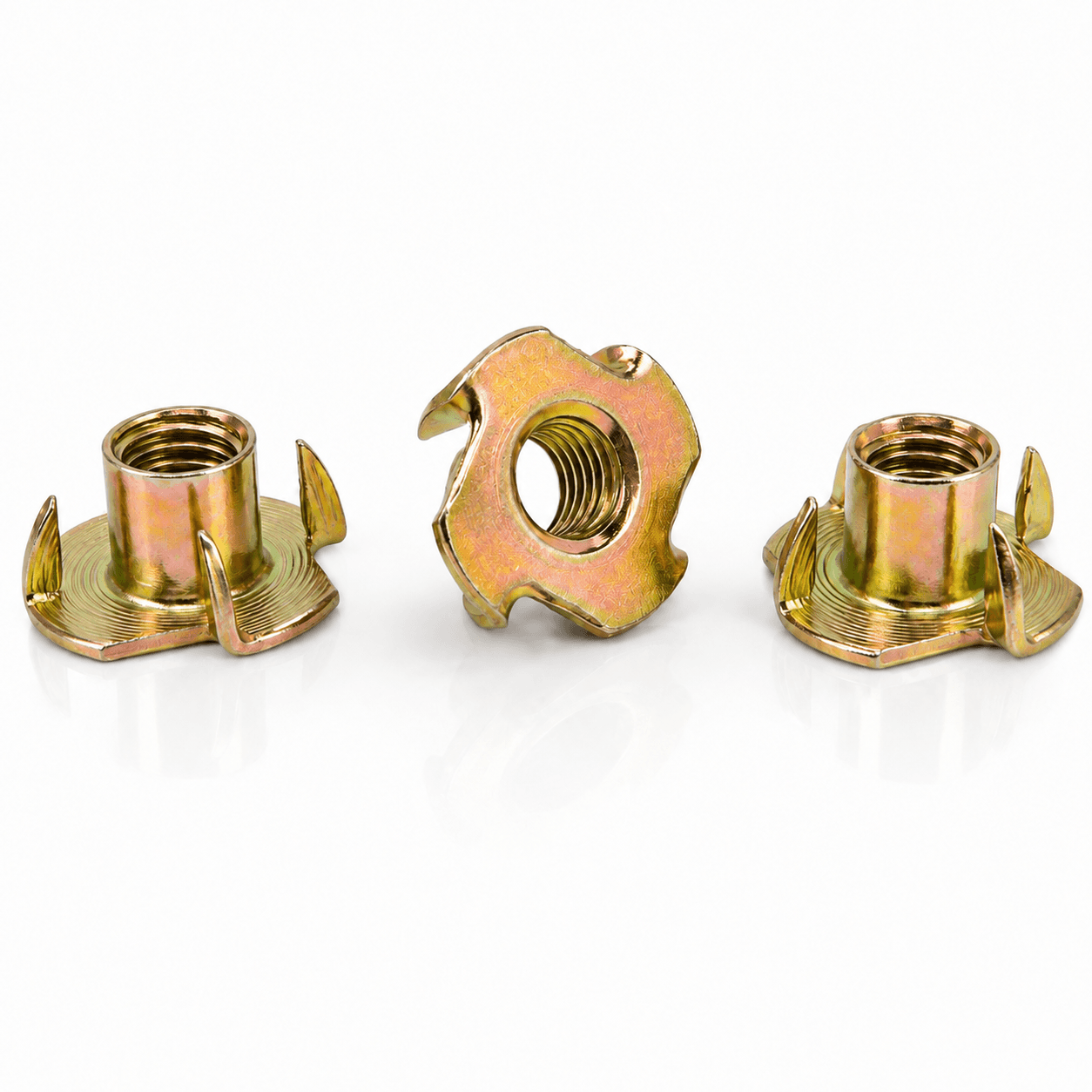 1/4-20 x 7/16" 4-Prong Tee Nuts Carbon Steel Zinc Yellow