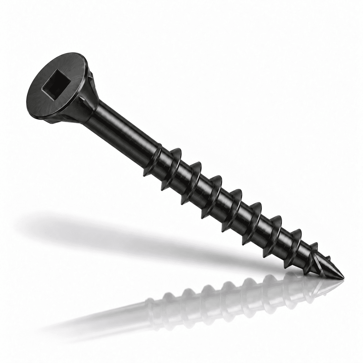 #10 x 2-1/2" Flat Head Deck Screws with Nibs Square Drive Stainless Steel 305 Black Oxide