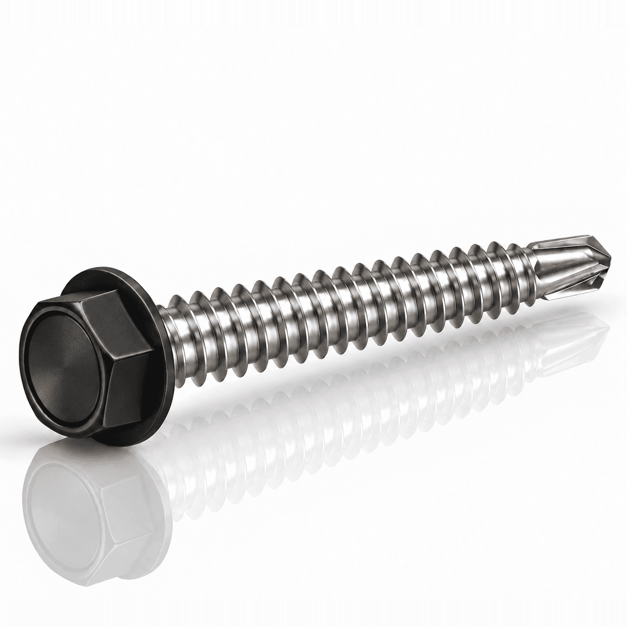 #10 Hex Washer Head Self Drilling Screws #3 Drill Point Stainless Steel 410 Black Painted Head