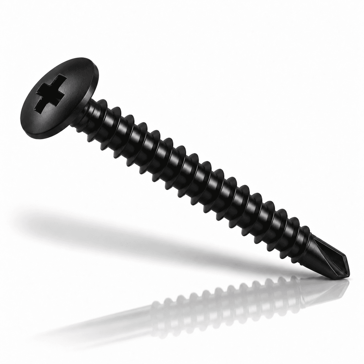 #8 x 3/4" Phillips Modified Truss Head Self Drilling Screws #2 Drill Point Steel Zinc and Black Fluoropolymer Coated