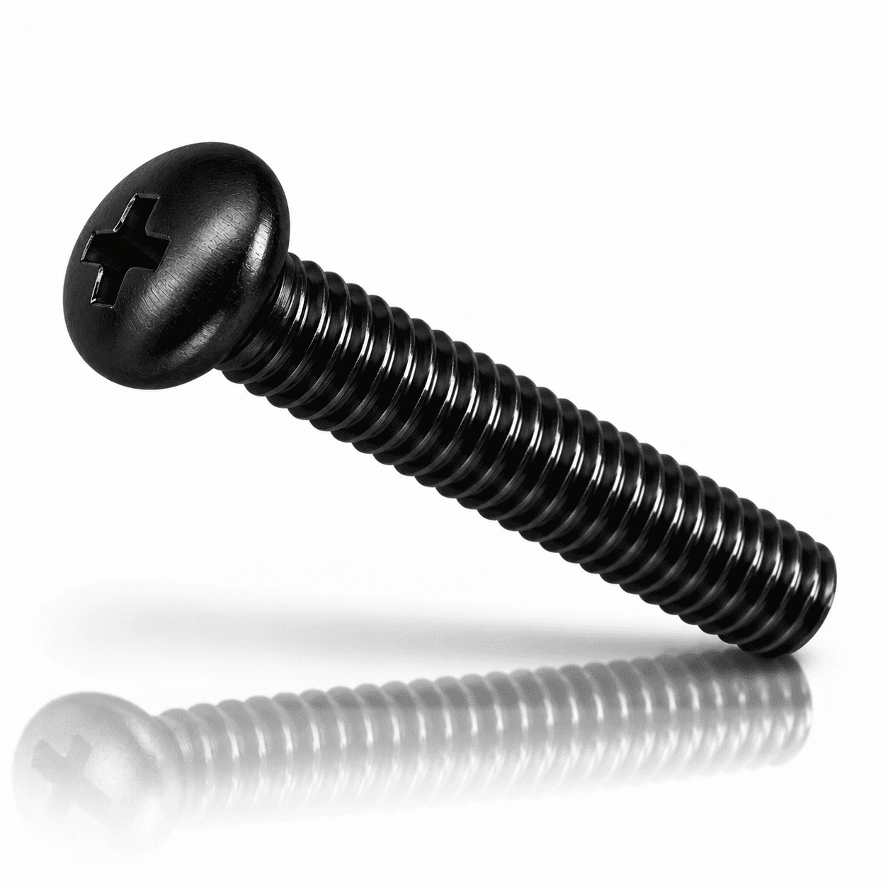 #10-24 Phillips Pan Head Machine Screws Stainless Steel 18-8 Black Fluoropolymer Coated
