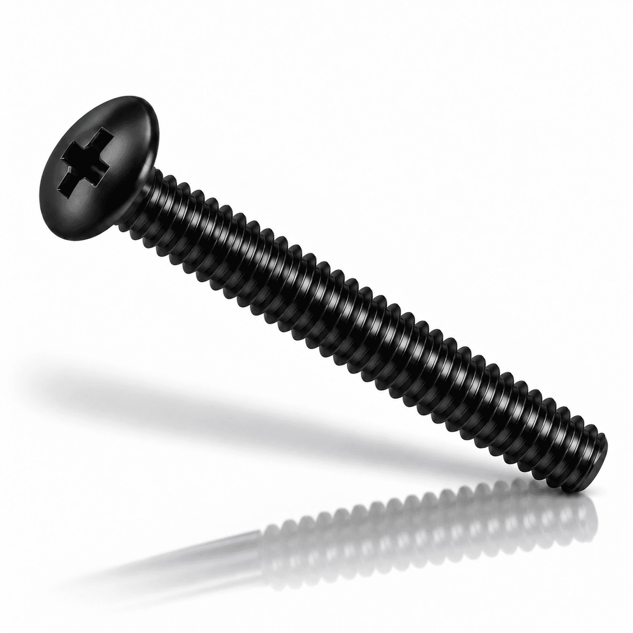 1/4"-20 Phillips Low Contour Truss Head Machine Screws Stainless Steel 18-8 Black Fluoropolymer Coated