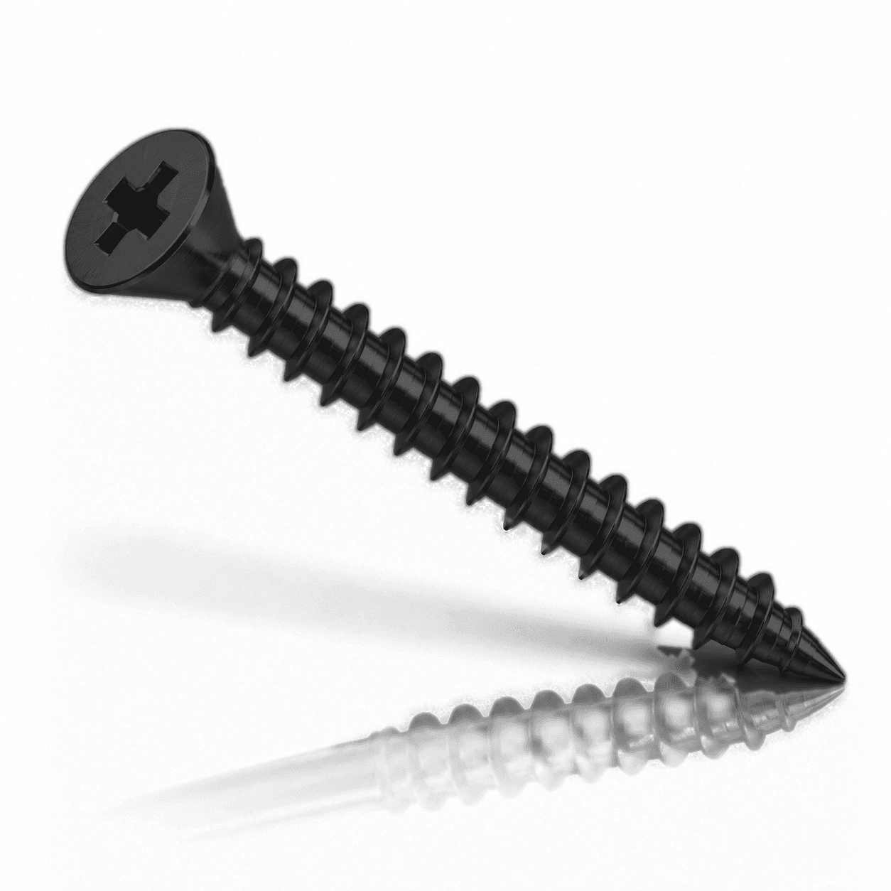 #10 Phillips Flat Head Sheet Metal Screws Type A Stainless Steel 18-8 Black Fluoropolymer