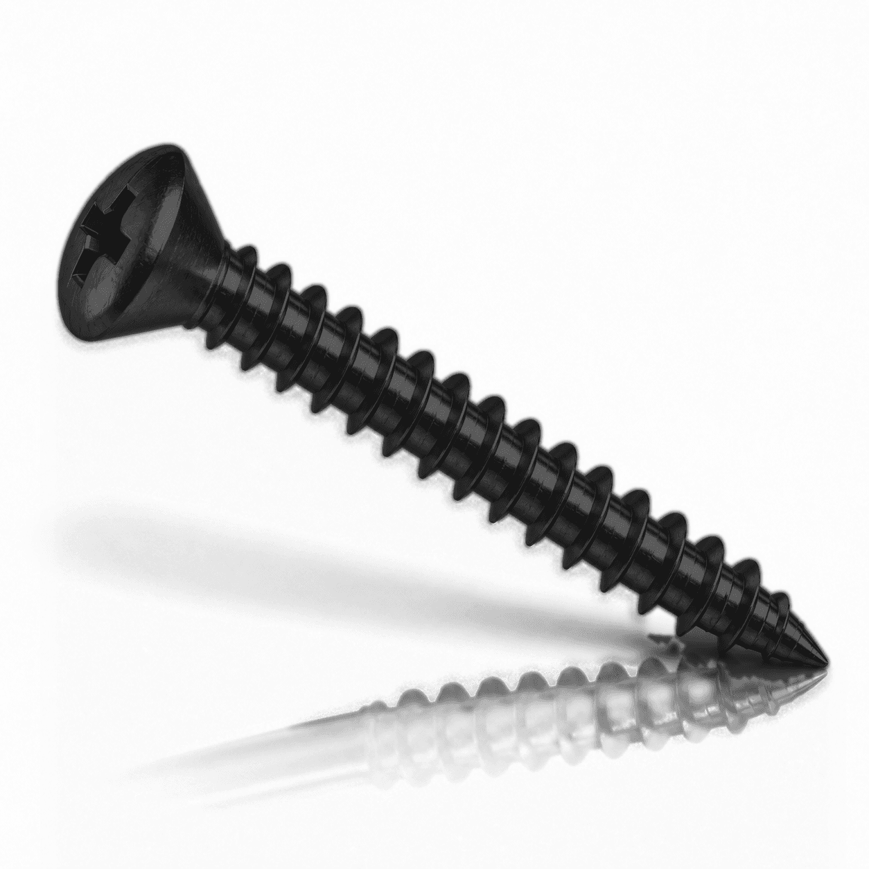 #10 Phillips Oval Head Sheet Metal Screws Type A Stainless Steel 18-8 Black Fluoropolymer