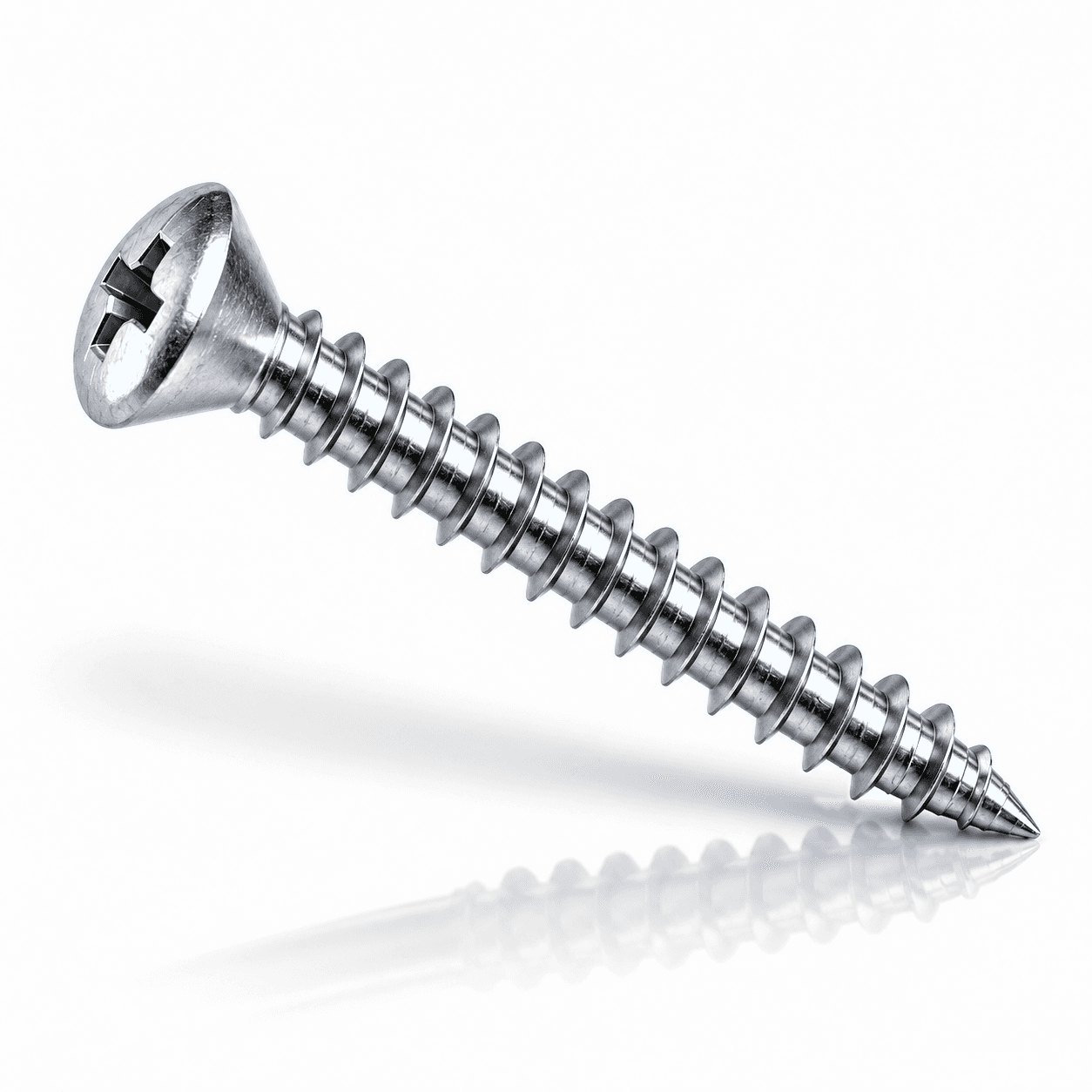 #6 Phillips Oval Head Sheet Metal Screws Type A Stainless Steel 18-8 Chrome Plated