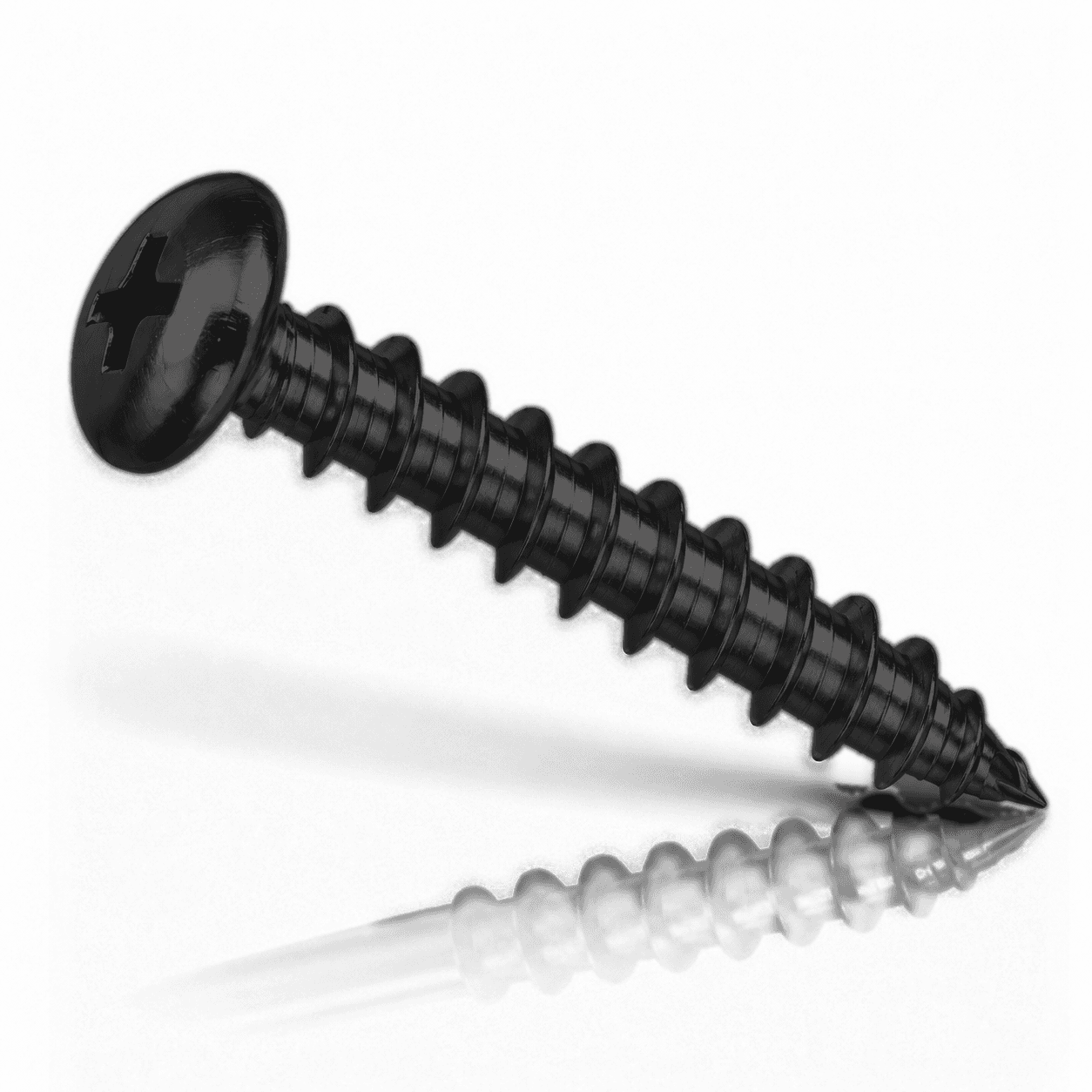 #10 Phillips Pan Head Sheet Metal Screws Type A Stainless Steel 18-8 Black Fluoropolymer