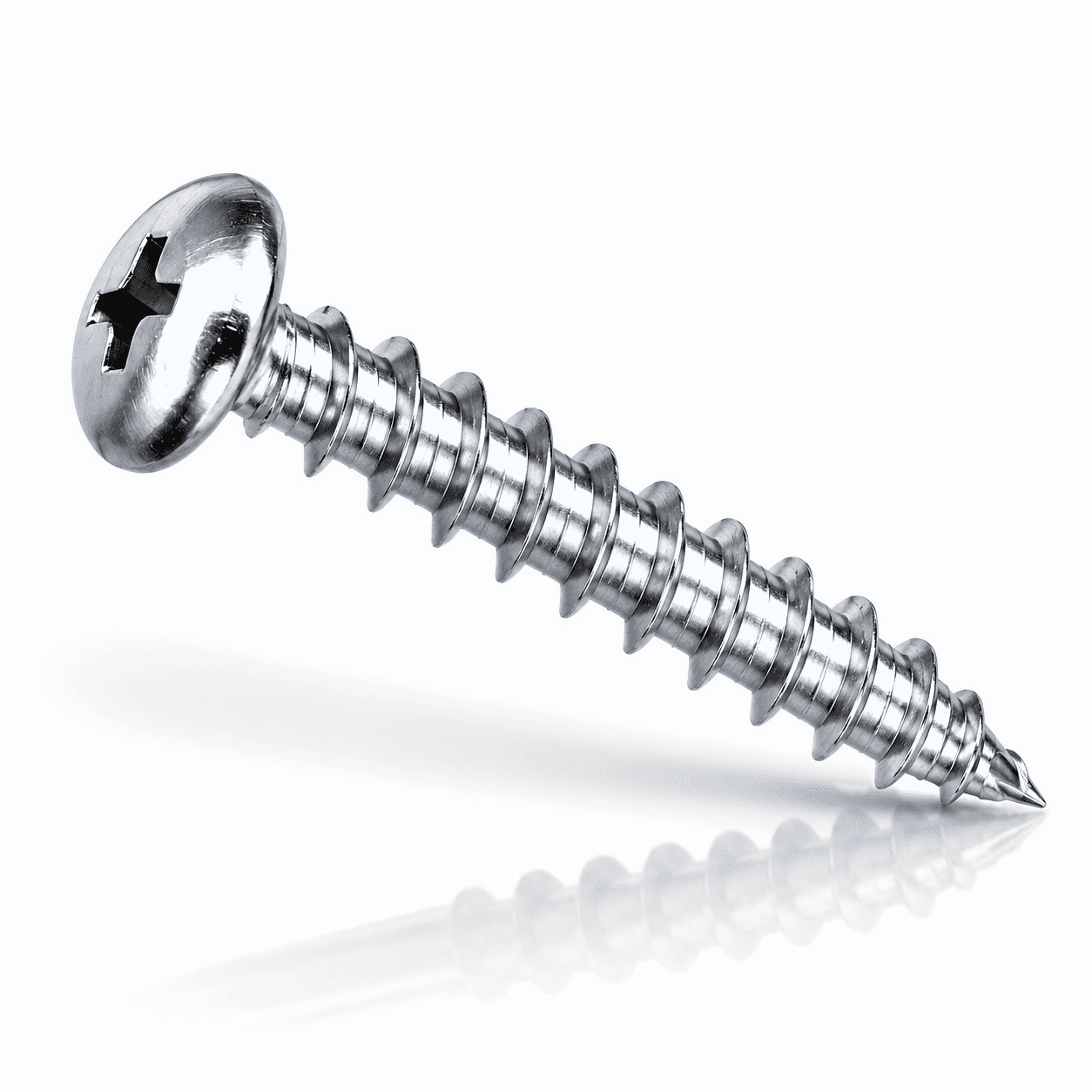 #14 x 1-1/2" Phillips Pan Head Sheet Metal Screws Type A Stainless Steel 18-8 Chrome Plated