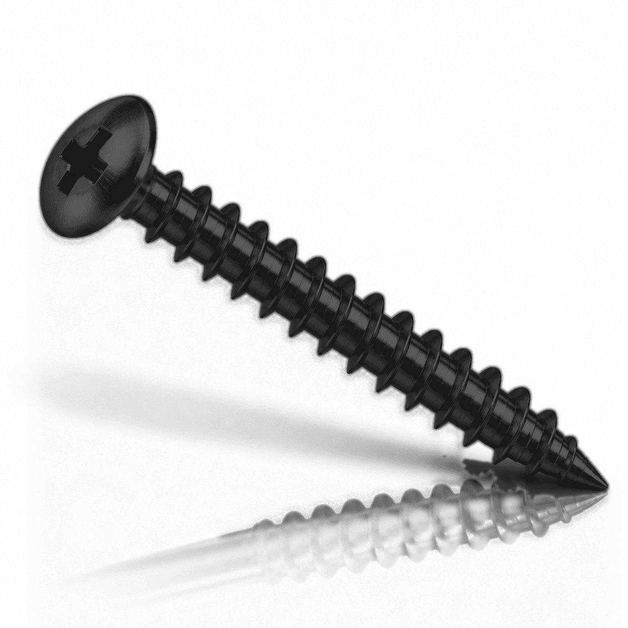 #8 Phillips Truss Head Sheet Metal Screws Type A Stainless Steel 18-8 Black Fluoropolymer