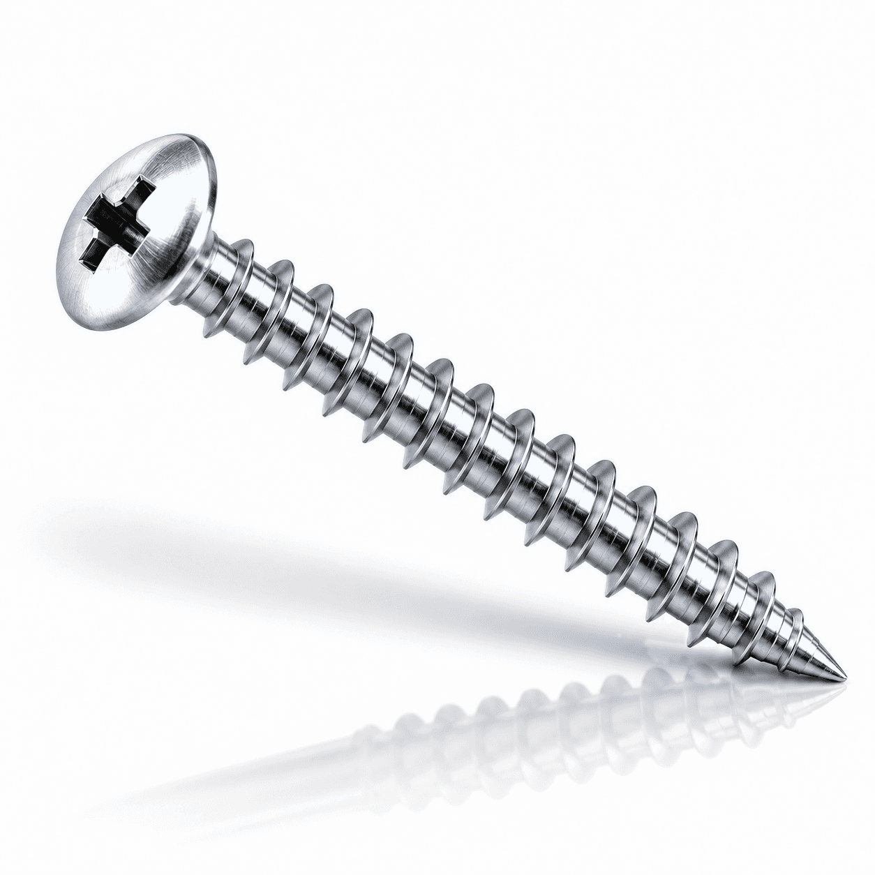 #14 Phillips Truss Head Sheet Metal Screws Type A Stainless Steel 18-8 Chrome Plated