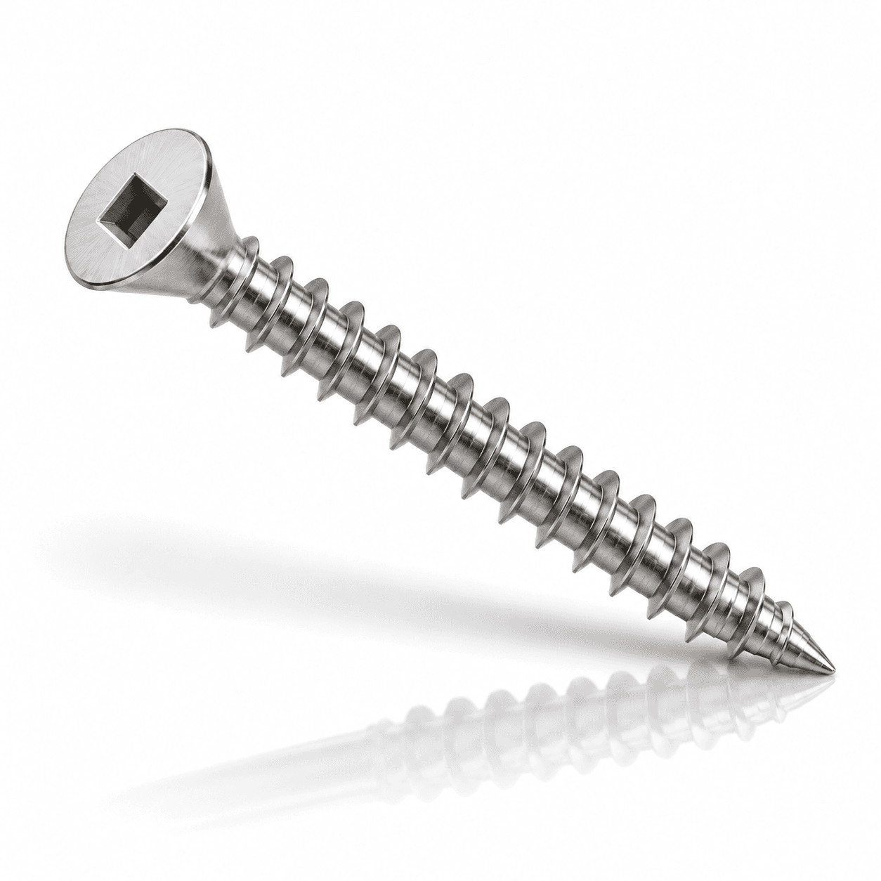 #8 Square Drive Flat Head Sheet Metal Screws Type A Stainless Steel 18-8